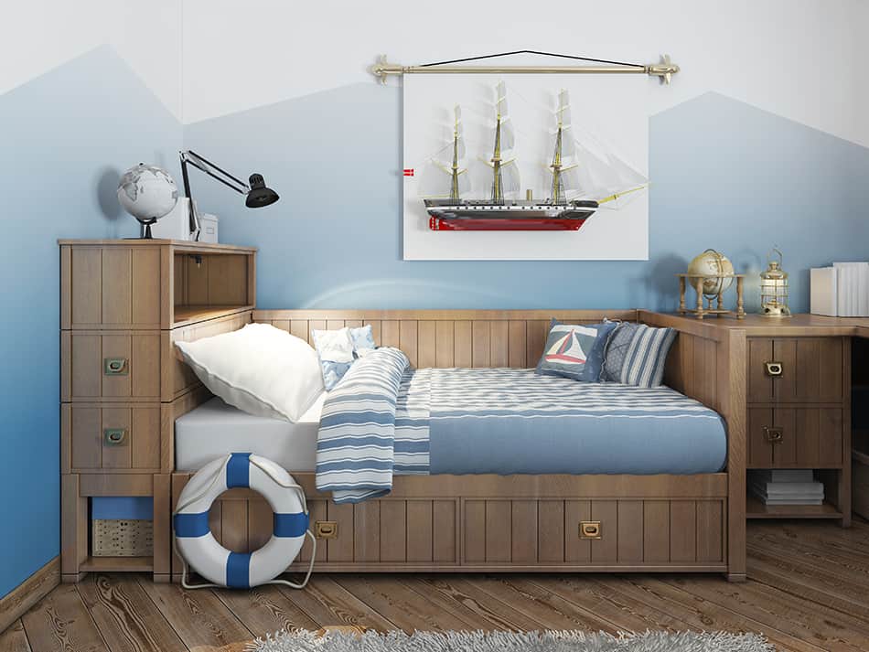 航海主題的少年臥室