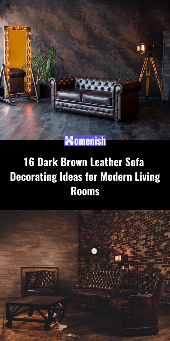 16個現代客廳的深棕色真皮沙發裝飾創意