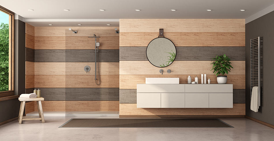 浴室牆壁上的木材