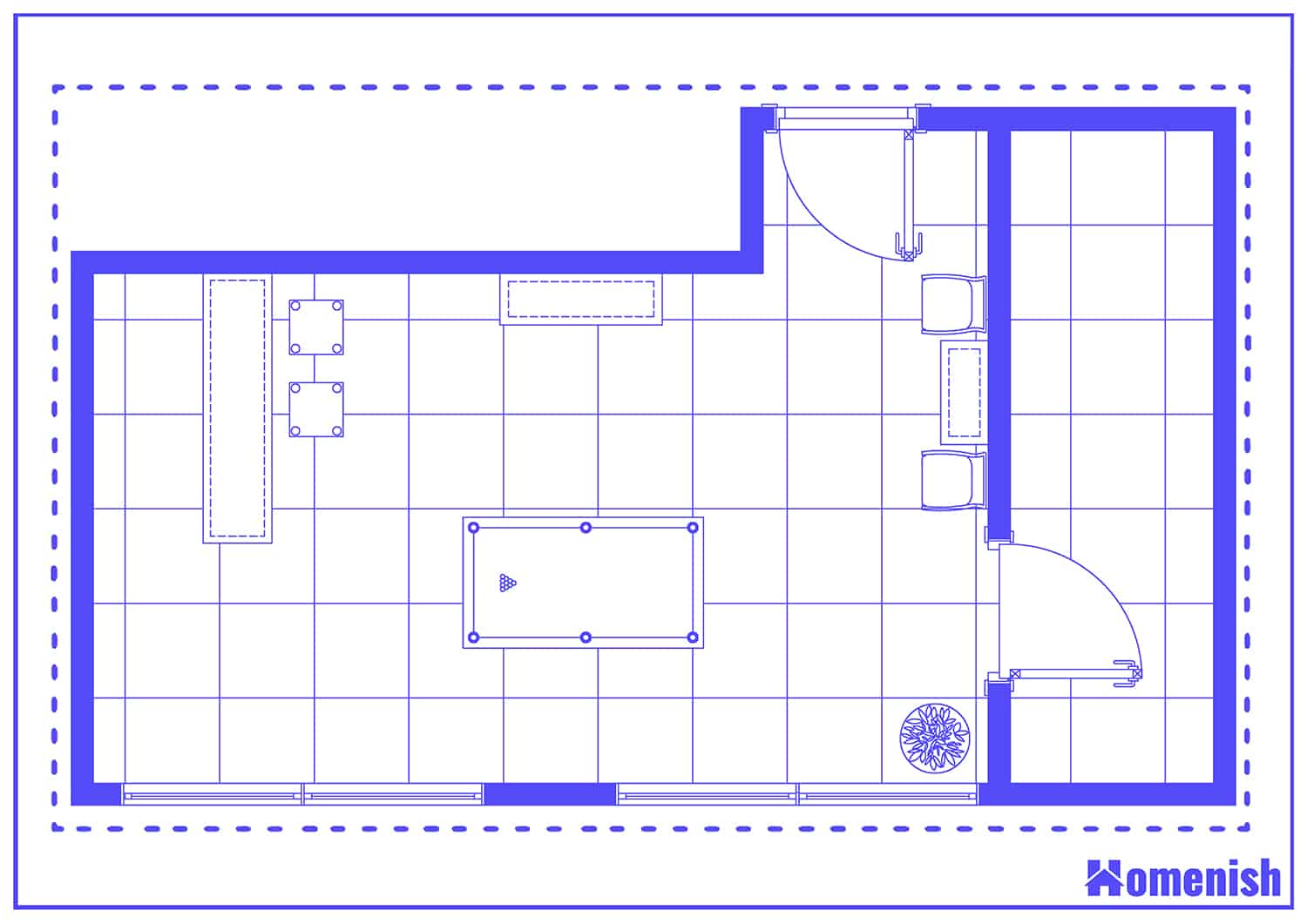 Home Theater and Pool Room Floor Plan