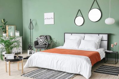 最好的綠色顏料顏色的臥室