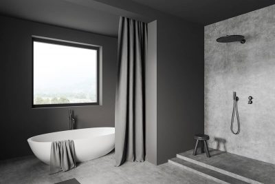 灰色浴室配什麼顏色的浴簾
